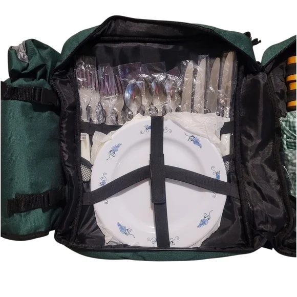 Picnic Essentials Backpack Wine Picnic for 4, Insulated Pocket Bottle Carrier - Picture 7 of 11